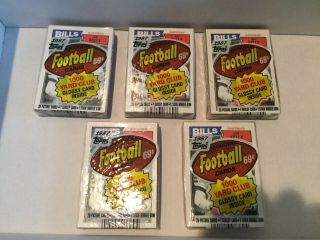 (5) 1987 Topps Nfl Cello Packs W/jim Kelly Rookie Cards On Top