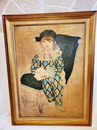 Large Vintage Oil On Canvas In Frame Young Boy In Renaissance Outfit Unsigned