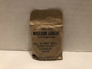 Vintage Willson Lenses To Fit Goggle Styles Didymium No.  30 Fibre Spec 6 - Curve
