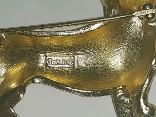 Vintage Crown Trifari Dachshund Dog Pin Brooch Gold Tone 3
