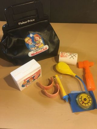 Vintage 1987 Fisher Price Medical Kit W/accessories Doctor Bag Pretend Nurse