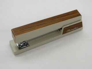 Vintage Classic Swingline Desk Stapler Model 767 Tan / Beige W/ Wood Grain