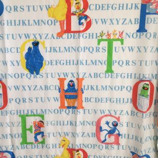 Vtg Sesame Street Muppets Alphabet Abcs Twin Flat Sheet