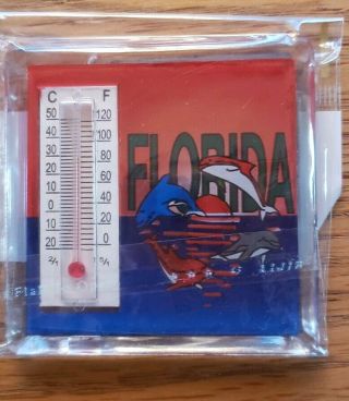 4 Vintage Florida Ocean/Beach/Bird/Palm Tree Thermometer Acrylic Fridge Magnet 3