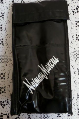 Vintage Neiman Marcus Black Vinyl Lunch Bag With Front Pocket And Carry Strap