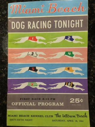 Vintage Dog Racing Programs,  Set Of 2,  Miami 1964,  Tampa 1967,  Vgc