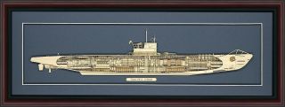 Wood Cutaway Model Of A Type Vii - C German U - Boat - Made In The Usa