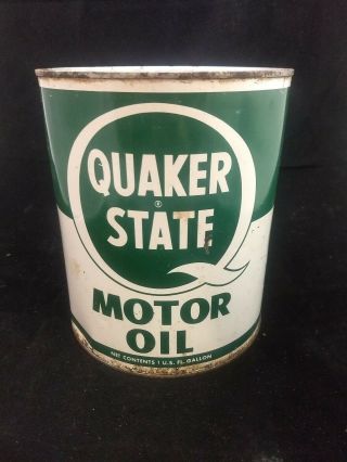 Quaker State Motor Oil Can Vintage 1 Gallon Tin