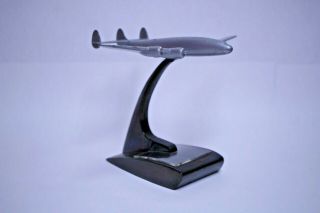 Vintage Lockheed Constellation Metal Desk Model Airplane Ashtray W/ Lid Black