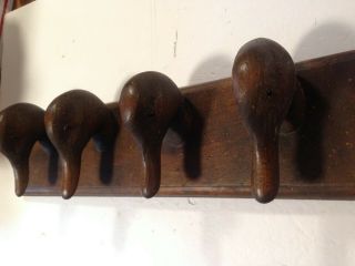 Vintage Signed Carved Wooden Duck Decoy Heads Gun Rack/coat Rack