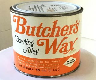 Vintage White Diamond Butchers Bowling Alley Wax Paste 16oz/1lb Can Carnauba