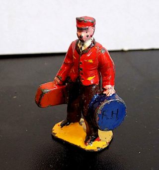 Vintage Dinky Toys Accessory 5c Hotel Porter Wt Bags Figure,  42mm,  1946 - 56.