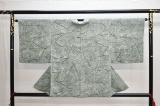 Vintage Silk Kimono Jacket:unique Black/white/green Snow Storm@yt68