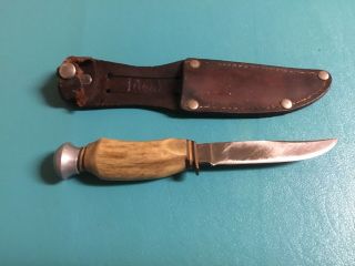 Vintage Ideal Products Solingen Germany Fixed Blade Knife With Leather Sheath