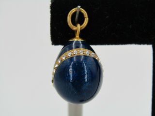 Vintage Vermeil Sterling Silver Cobalt Blue Enamel Egg Pendant