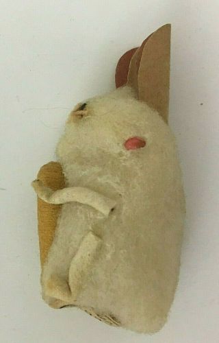 Vintage Miniature Spun Cotton Bunny Rabbit With Carrot 1.  75 Inches From Japan