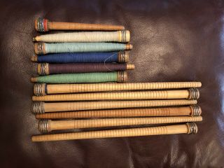 12 Vintage Antique Wood Textile Mill Industrial Yarn Thread Spool Spindle Bobbin