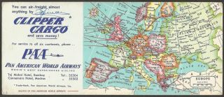 Pan Am Clipper Cargo Vintage India Blotter With A Map Of Europe Signed