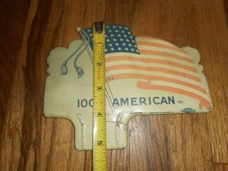RARE Vintage 100 American Flag Patriotic Advertising License Plate Topper SIGN 3