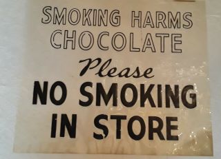 Vintage Chocolate Store No - Smoking Window Sign Youngstown Ohio
