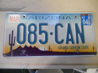 Us License Plate Expired Arizona " 085 - Can " Grand Canyon State