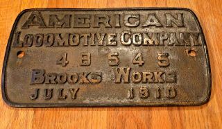 American Locomotive Company 48545 Brooks Builders Plate Authentic