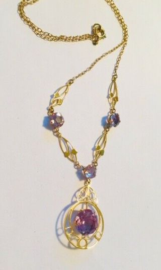 Very Unusual Antique Edwardian Art Nouveau 9ct Gold and Amethyst Necklace 2