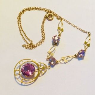 Very Unusual Antique Edwardian Art Nouveau 9ct Gold and Amethyst Necklace 3
