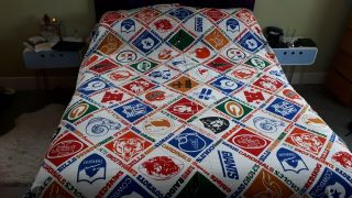 Vintage Sears Perma - Prest Bedspread Offical Nfl American Football Blanket 78x100