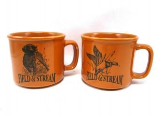 Set Of 2 Vintage Houston Harvest Field And Stream Coffee Mugs Brown