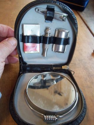 Vintage 1950s Mens Grooming Kit With Gillette Razor In Zip Leather Case