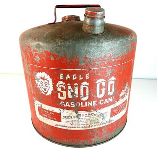 Vintage Eagle Sno Go 6 Gallon Metal Gasoline Can - Model 509 Gas Can Snowmobile