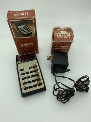 Vintage Texas Instruments Ti - 1200 Calculator & Power Supply