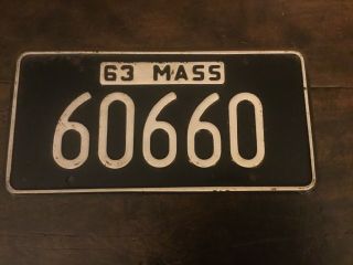 1963 Massachusetts License Plate.  Steel Vintage Tag.  Classic Plate