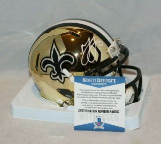 Marshon Lattimore Autograph Signed Orleans Saints Chrome Mini Helmet Bas 1