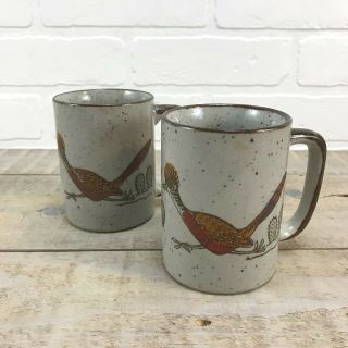 Otigiri Vintage Roadrunner Coffee Mugs Set Of 2 Desert Theme Speckled Glaze