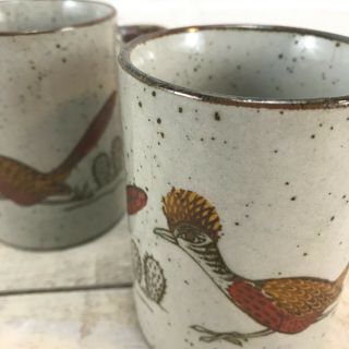 OTIGIRI Vintage Roadrunner Coffee Mugs Set Of 2 Desert Theme Speckled Glaze 3