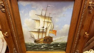 Antique Nautical Maritime Ship Seascape Oil Painting 15 