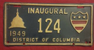 1949 District Of Columbia 124 Inaugural License Plate Low Number