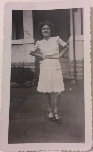 Vintage Old 1942 Photo Of A Pretty Woman Showing Off " My Outfit " Skirt