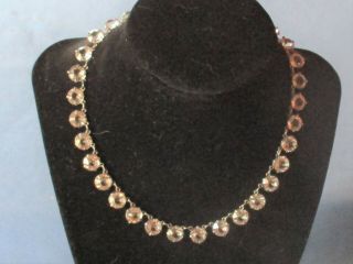 Early Vintage Silver - Tone Metal Claw Set Clear Rhinestone Necklace