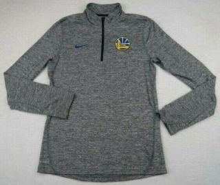 Nba Golden State Warriors Womens Stretch Polyester Ls 1/4 Zip Gray Shirt Nike M