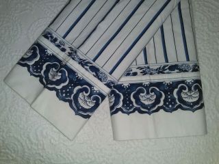 Ralph Lauren Jonquil Porcelain Stripe Pair King Pillowcases Usa Vintage