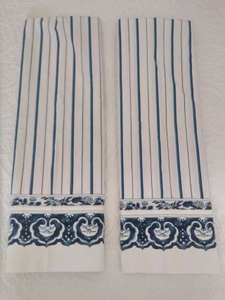 Ralph Lauren Jonquil Porcelain Stripe Pair King Pillowcases USA Vintage 2