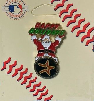 Houston Astros Vintage Happy Holidays Santa Claus Pin