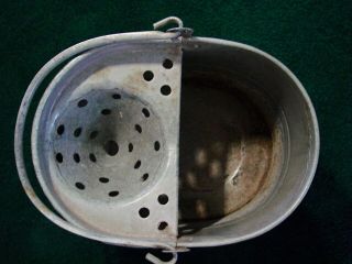 Vintage Oval Galvanized Mop Bucket Pail With Cone Shape Water Extracter Insert 3