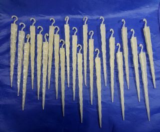 22 Vintage 1950s Christmas Plastic Glow In The Dark Icicles Ornaments - Blue