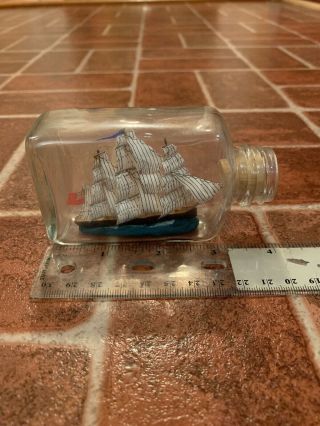 Vintage Handmade? British Naval Ship In A Bottle