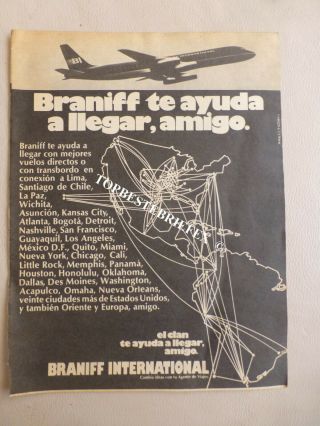 Braniff Airlines In 1 Print Ad Advertsing Vintage Argentine 11