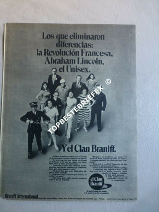 Braniff Airlines 1 Print Ad Advertsing Vintage Argentine 20